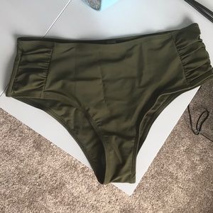 High waist olive swim bottoms